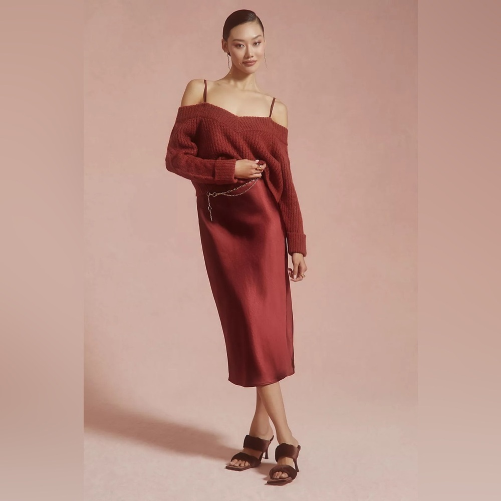 Anthropologie Mare Mare Layered Sweater & Slip Dress Red - Picture 2 of 15